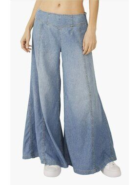 Free People Wide Leg Juniper Denim Flared Pants Size 27 NEW